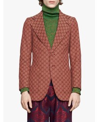 Мужской розовый пиджак с принтом от Gucci