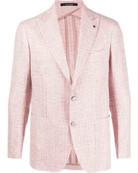 Розовый пиджак с узором "гусиные лапки"