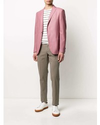 Мужской розовый пиджак с узором зигзаг от Tonello