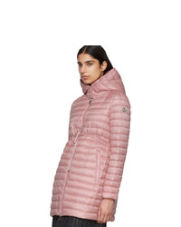 Женский розовый пуховик от Moncler