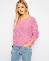 Женский розовый пушистый свитер с круглым вырезом от Brave Soul