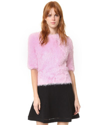 Женский розовый пушистый свитер с круглым вырезом от Carven