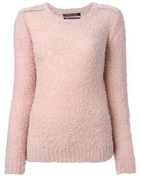 Женский розовый пушистый свитер с круглым вырезом от Maison Scotch