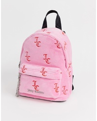 Женский розовый рюкзак из плотной ткани с принтом от Juicy Couture