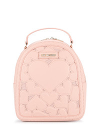 Женский розовый рюкзак с вышивкой от Love Moschino