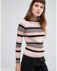 Женский розовый свитер в горизонтальную полоску от Miss Selfridge