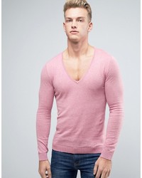 Мужской розовый свитер с v-образным вырезом от Asos
