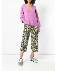 Женский розовый свитер с v-образным вырезом от Blugirl