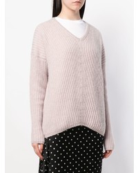 Женский розовый свитер с v-образным вырезом от Peserico