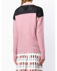 Женский розовый свитер с v-образным вырезом от Prada