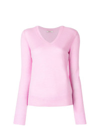 Женский розовый свитер с v-образным вырезом от Liska