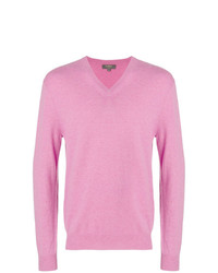 Мужской розовый свитер с v-образным вырезом от N.Peal