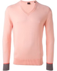 Мужской розовый свитер с v-образным вырезом от Paul Smith