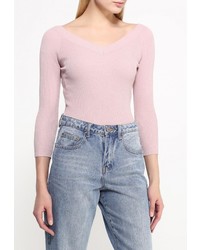 Женский розовый свитер с v-образным вырезом от QED London