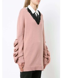 Женский розовый свитер с v-образным вырезом от RED Valentino
