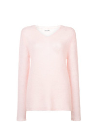 Женский розовый свитер с v-образным вырезом от Saint Laurent