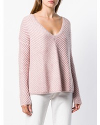 Женский розовый свитер с v-образным вырезом от N.Peal