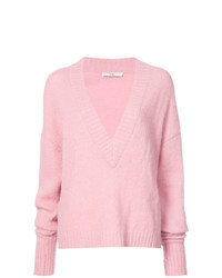 Женский розовый свитер с v-образным вырезом от Tibi