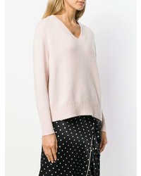 Женский розовый свитер с v-образным вырезом от Zanone
