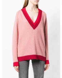 Женский розовый свитер с v-образным вырезом от Pinko