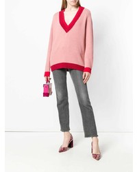 Женский розовый свитер с v-образным вырезом от Pinko
