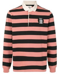 Мужской розовый свитер с воротником поло в горизонтальную полоску от Kent & Curwen