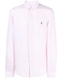 Мужской розовый свитер с воротником поло в горизонтальную полоску от Polo Ralph Lauren