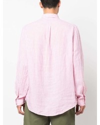Мужской розовый свитер с воротником поло в горизонтальную полоску от Polo Ralph Lauren