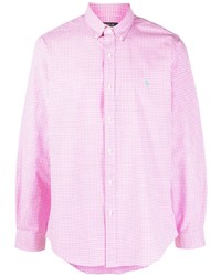 Мужской розовый свитер с воротником поло в клетку от Polo Ralph Lauren