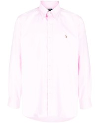Мужской розовый свитер с воротником поло с вышивкой от Polo Ralph Lauren