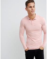 Мужской розовый свитер с воротником поло от ASOS DESIGN