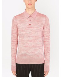 Мужской розовый свитер с воротником поло от Dolce & Gabbana