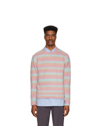 Мужской розовый свитер с круглым вырезом в горизонтальную полоску от Andersson Bell