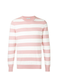 Мужской розовый свитер с круглым вырезом в горизонтальную полоску от Gieves & Hawkes