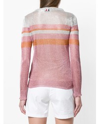 Женский розовый свитер с круглым вырезом в горизонтальную полоску от Rossignol