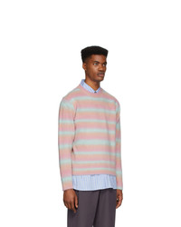 Мужской розовый свитер с круглым вырезом в горизонтальную полоску от Andersson Bell
