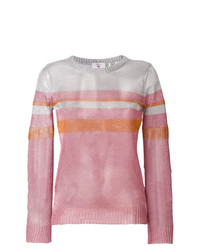 Женский розовый свитер с круглым вырезом в горизонтальную полоску от Rossignol