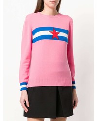 Женский розовый свитер с круглым вырезом в горизонтальную полоску от Chinti & Parker