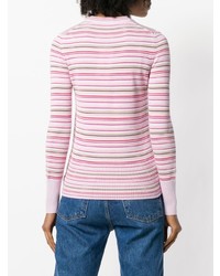 Женский розовый свитер с круглым вырезом в горизонтальную полоску от Kenzo