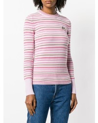 Женский розовый свитер с круглым вырезом в горизонтальную полоску от Kenzo