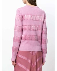 Женский розовый свитер с круглым вырезом в горизонтальную полоску от Sies Marjan