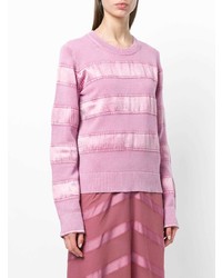 Женский розовый свитер с круглым вырезом в горизонтальную полоску от Sies Marjan