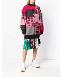 Женский розовый свитер с круглым вырезом в шотландскую клетку от MSGM