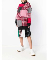 Женский розовый свитер с круглым вырезом в шотландскую клетку от MSGM