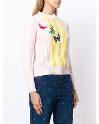 Женский розовый свитер с круглым вырезом с вышивкой от Vivetta