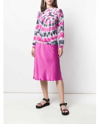 Женский розовый свитер с круглым вырезом с принтом тай-дай от Prada
