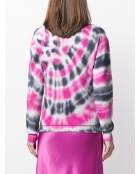 Женский розовый свитер с круглым вырезом с принтом тай-дай от Prada