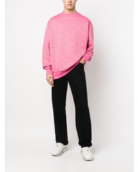 Мужской розовый свитер с круглым вырезом с принтом от Moschino