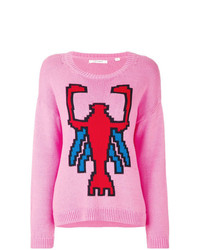 Женский розовый свитер с круглым вырезом с принтом от Chinti & Parker