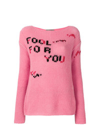 Женский розовый свитер с круглым вырезом с принтом от Ermanno Scervino